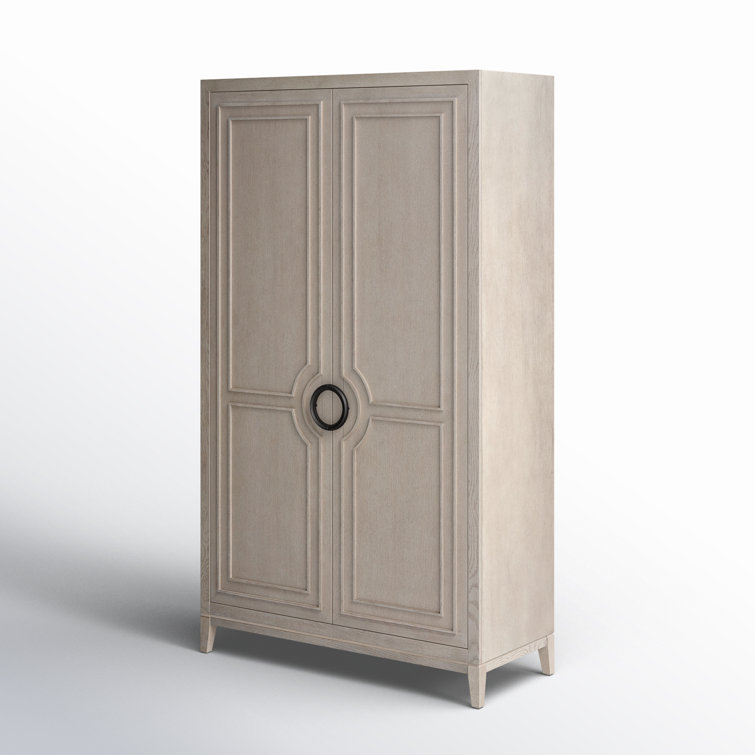 Nadine Light Brown Wood Wardrobe with Adjustable Shelves