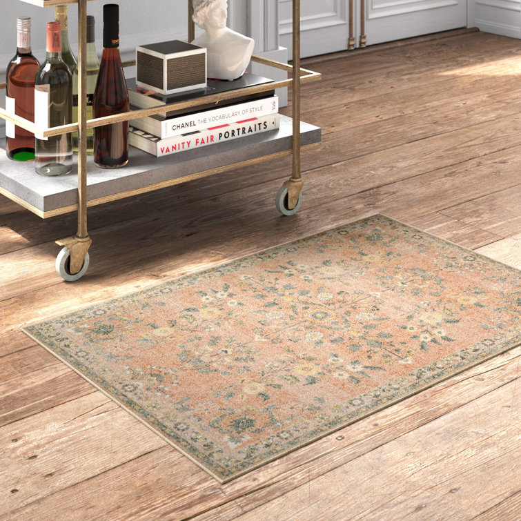 Berger Peach and Gray Oriental Synthetic Rug