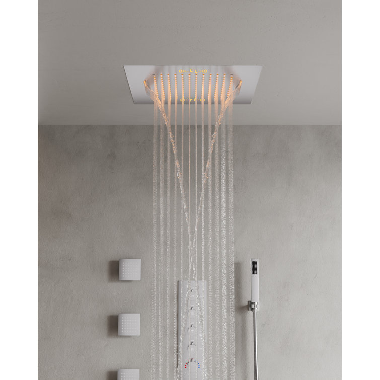 20" Brushed Nickel LED Ceiling Mount Shower System with Bluetooth