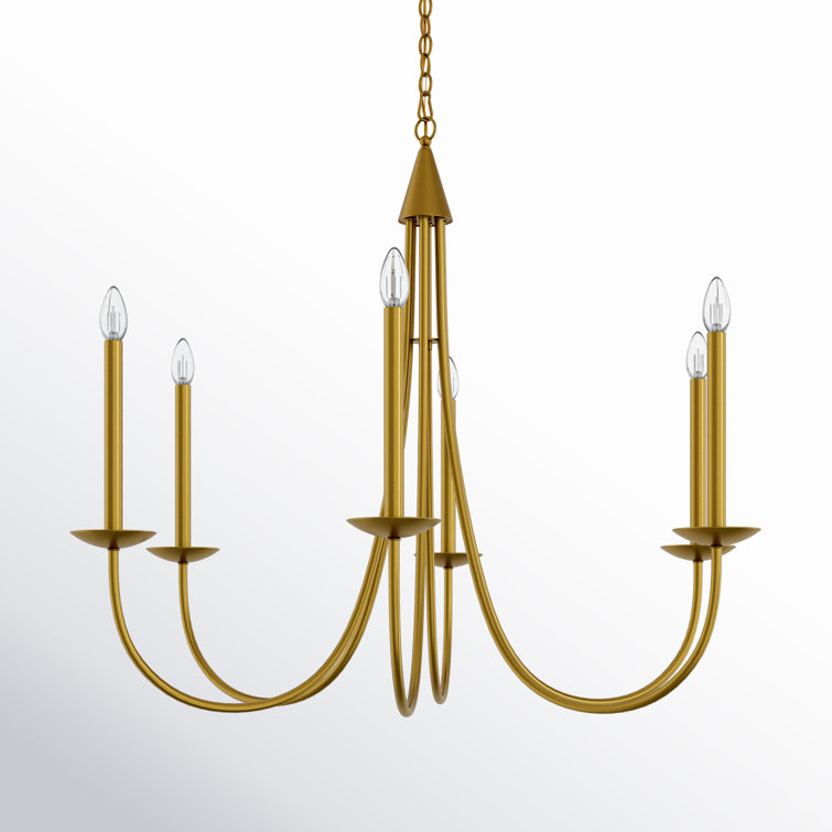 Brass 6-Light Candle Style Chandelier with Adjustable Chain
