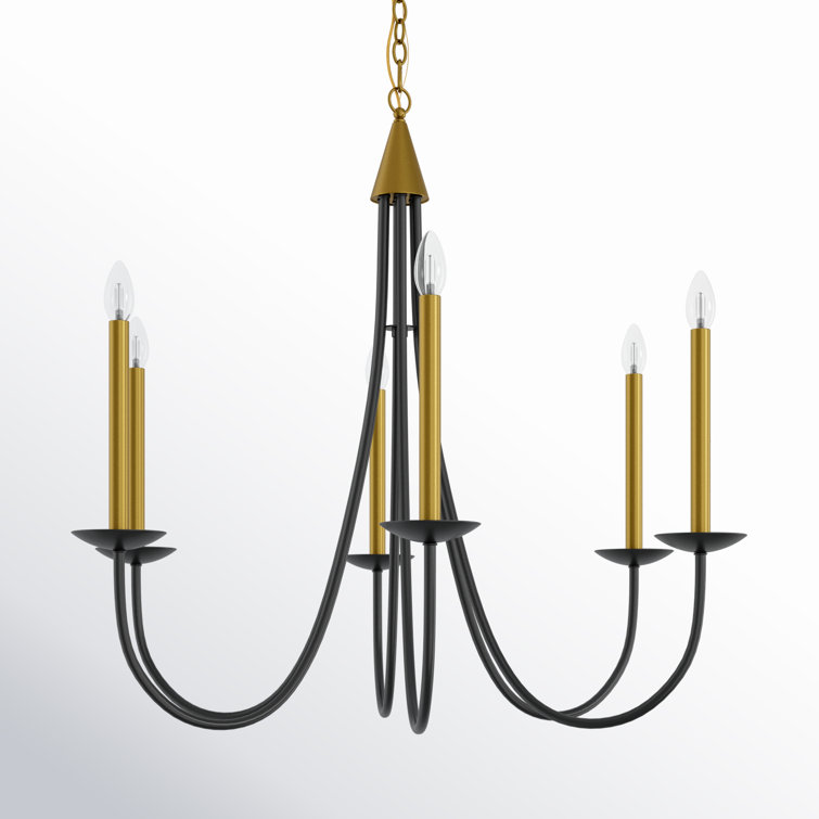 Black and Brass Candle Style Metal Chandelier
