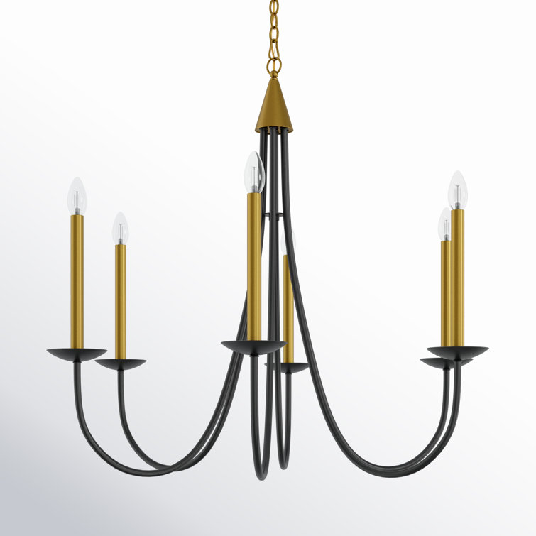 Black and Brass Candle Style Metal Chandelier