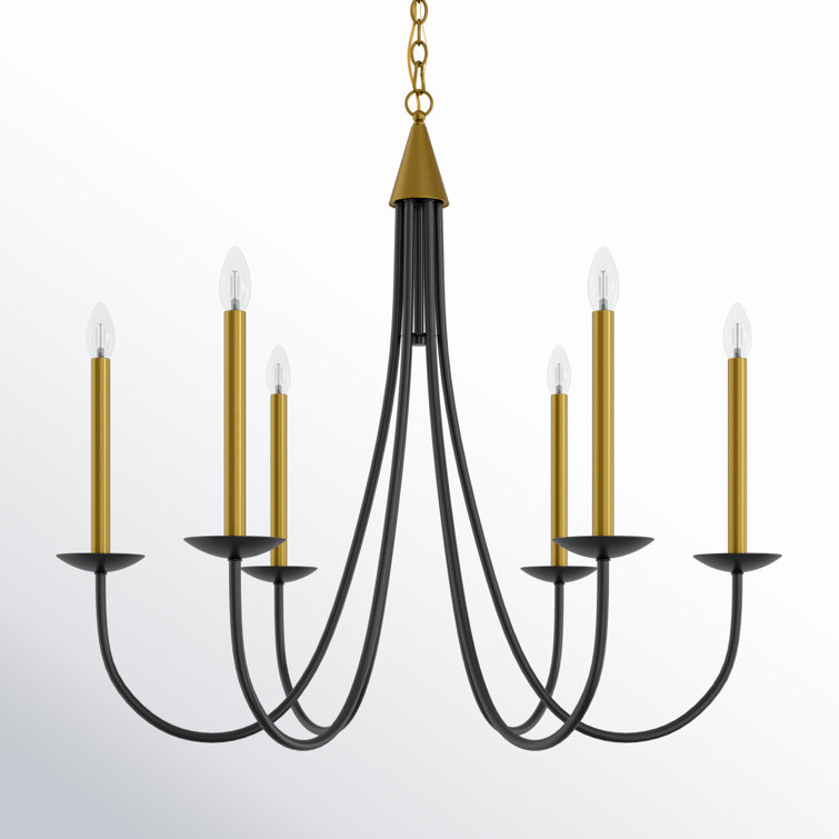 Black and Brass Candle Style Metal Chandelier