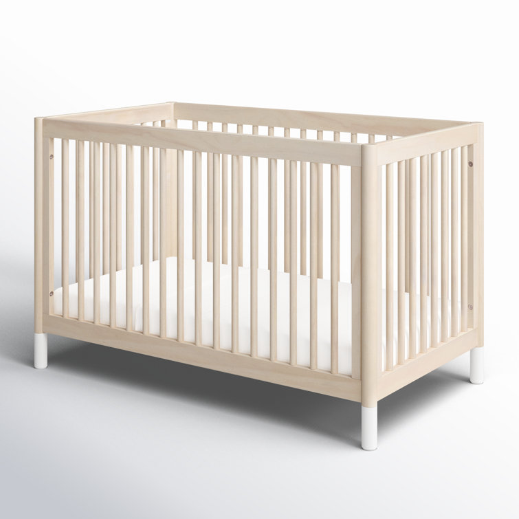 Washed Natural and White Pine 4-in-1 Convertible Toddler Crib