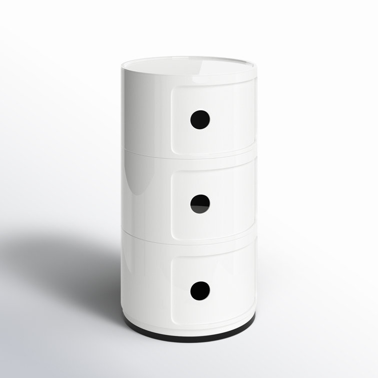 Componibili 3-Compartment White ABS Plastic Storage Unit