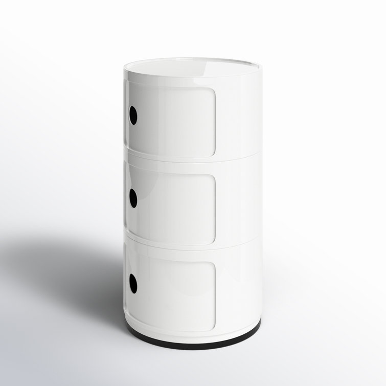 Componibili 3-Compartment White ABS Plastic Storage Unit