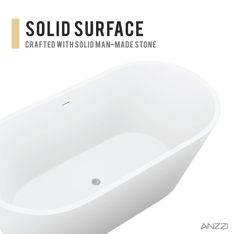 Rossetto 66.8'' Matte White Solid Surface Freestanding Bathtub