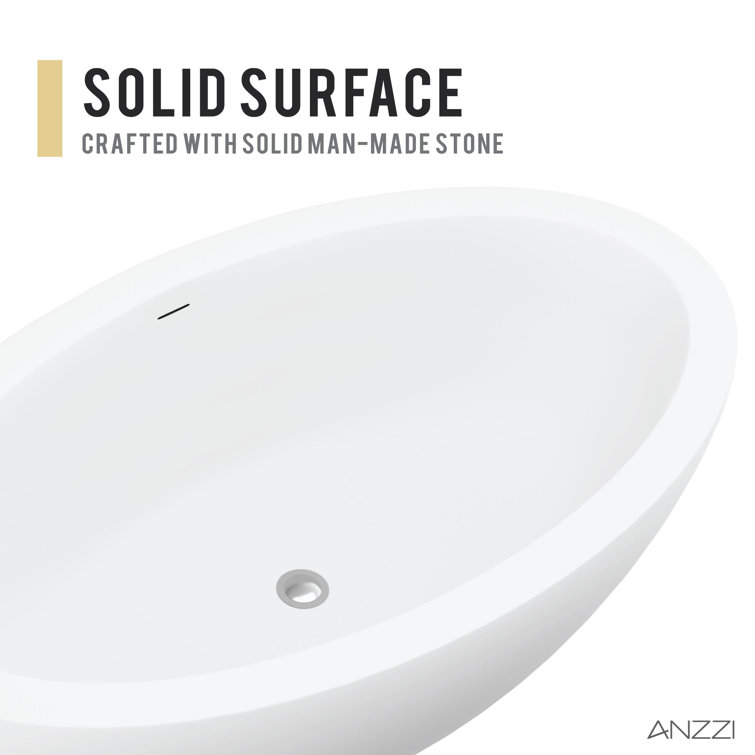 Lusso 75.5'' Matte White Freestanding Soaking Bathtub