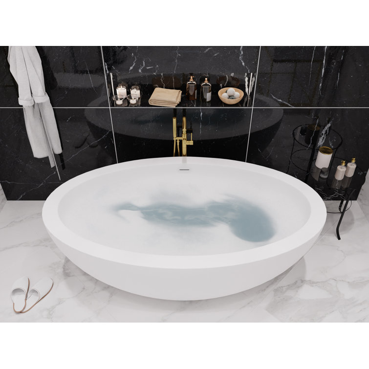 Lusso 75.5'' Matte White Freestanding Soaking Bathtub