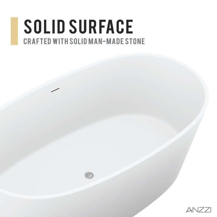 Roccia 61.4'' White Solid Surface Freestanding Bathtub