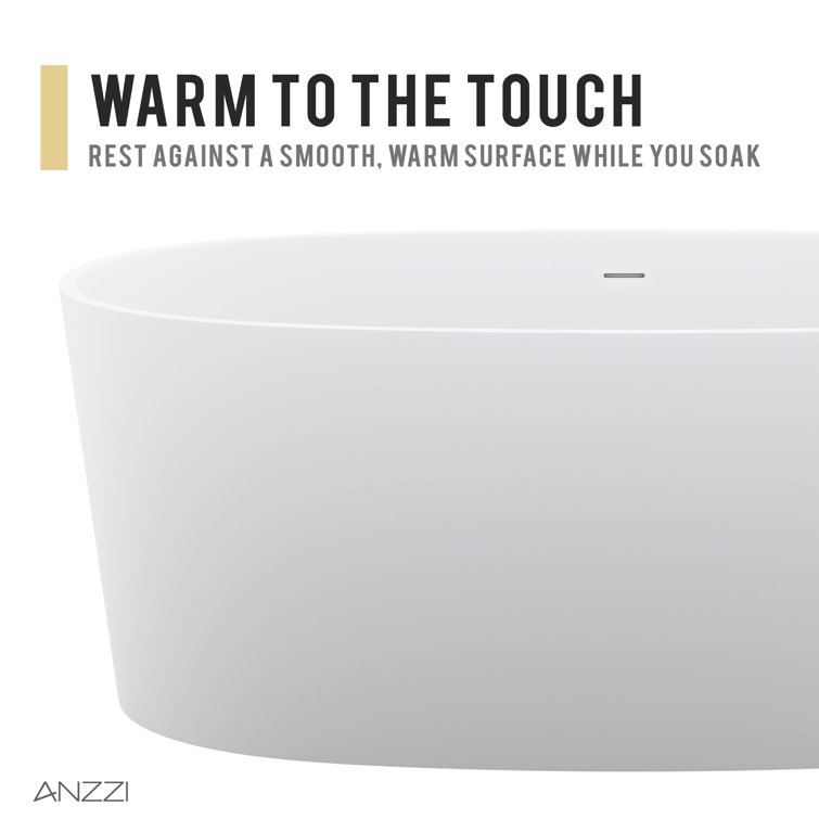 Roccia 61.4'' White Solid Surface Freestanding Bathtub