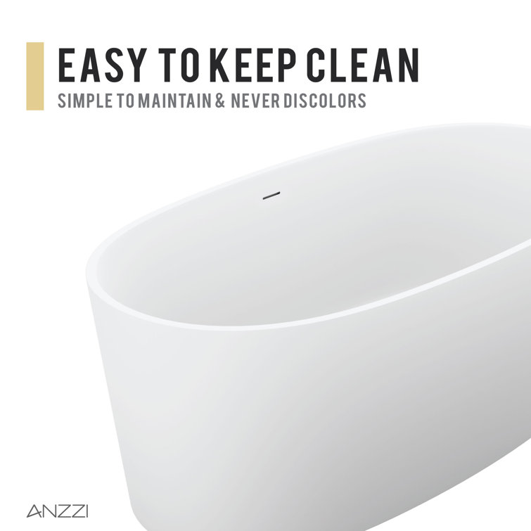 Roccia 61.4'' White Solid Surface Freestanding Bathtub