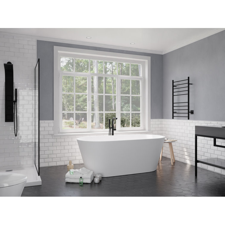 Roccia 61.4'' White Solid Surface Freestanding Bathtub