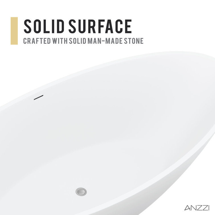 Ala 74'' Matte White Acrylic Freestanding Soaking Bathtub