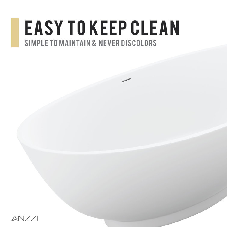Ala 74'' Matte White Acrylic Freestanding Soaking Bathtub