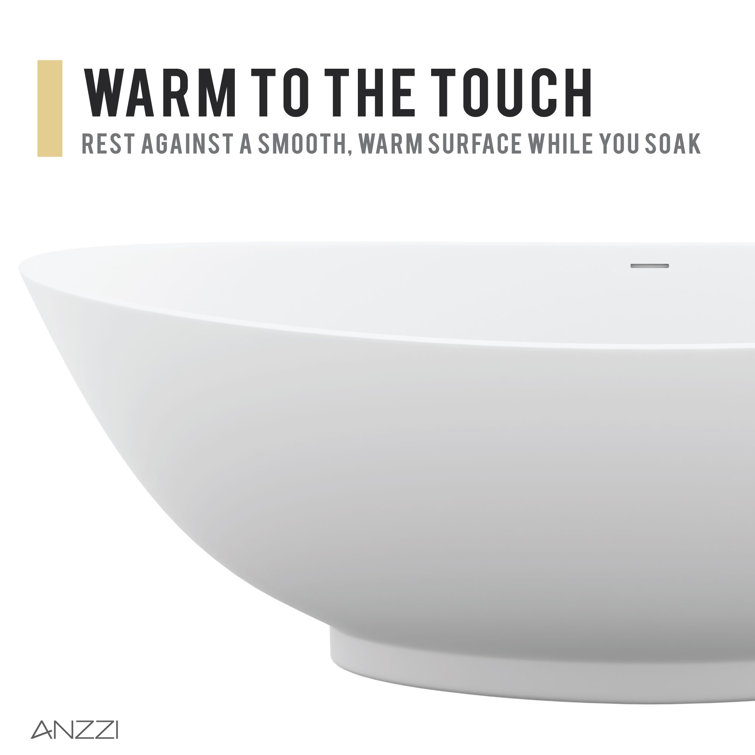 Ala 74'' Matte White Acrylic Freestanding Soaking Bathtub