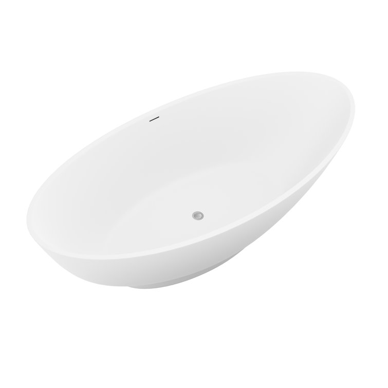 Ala 74'' Matte White Acrylic Freestanding Soaking Bathtub