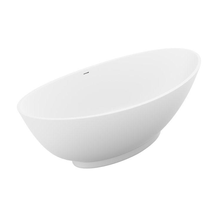 Ala 74'' Matte White Acrylic Freestanding Soaking Bathtub
