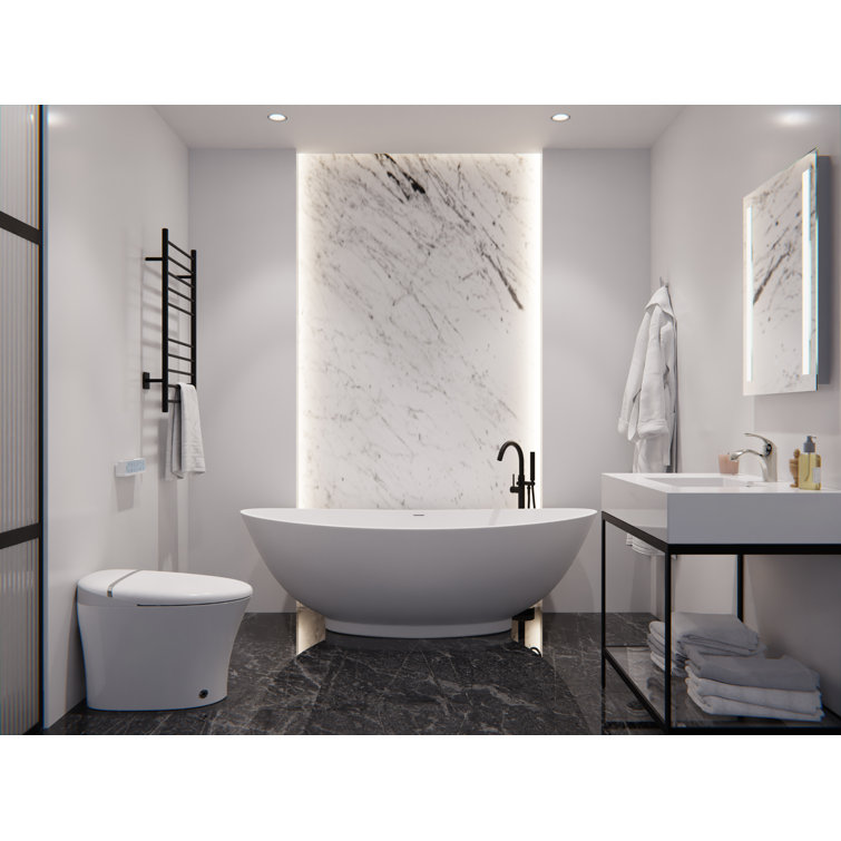 Ala 74'' Matte White Acrylic Freestanding Soaking Bathtub