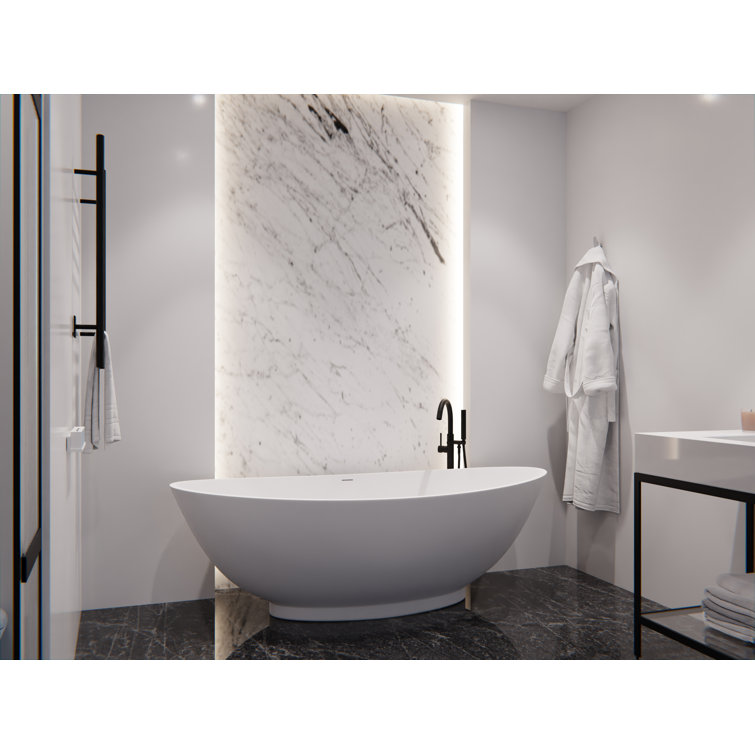 Ala 74'' Matte White Acrylic Freestanding Soaking Bathtub