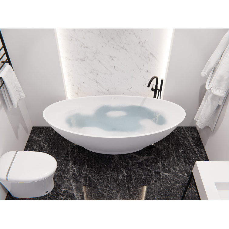 Ala 74'' Matte White Acrylic Freestanding Soaking Bathtub