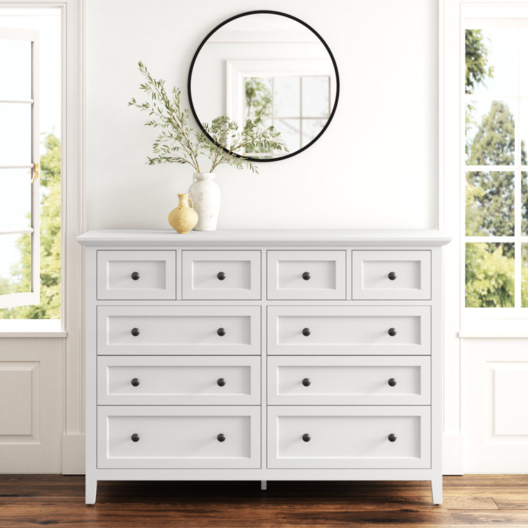 White Solid Wood Double Dresser with Felt Lined Drawers
