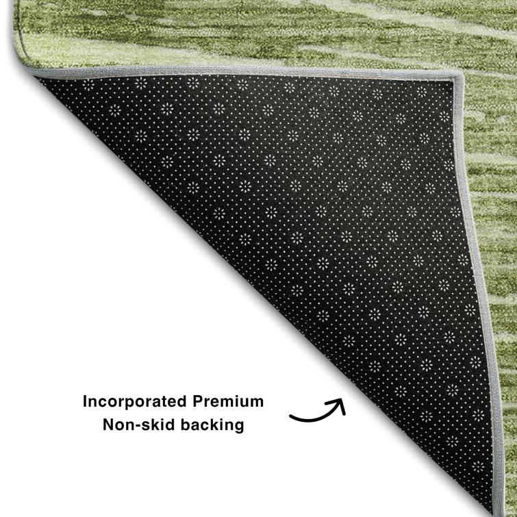 Sage Starburst Rectangular Washable Synthetic Rug 2'6" x 3'10"