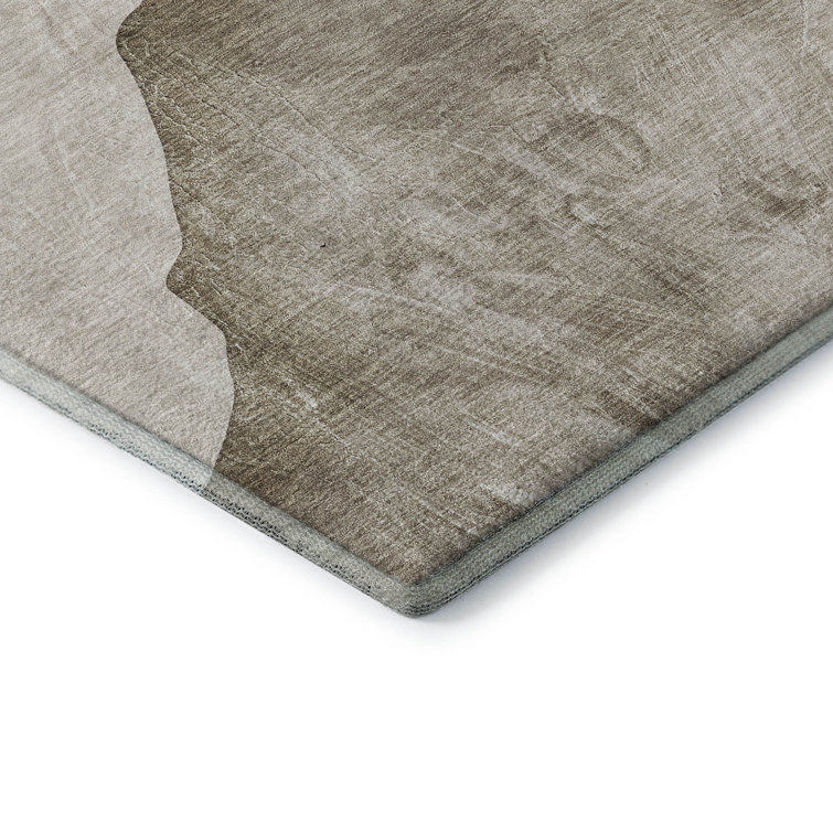 Brown Rectangular Washable Synthetic Rug, 46" x 30"