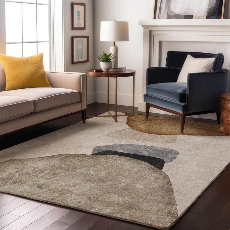 Brown Rectangular Washable Synthetic Rug, 46" x 30"