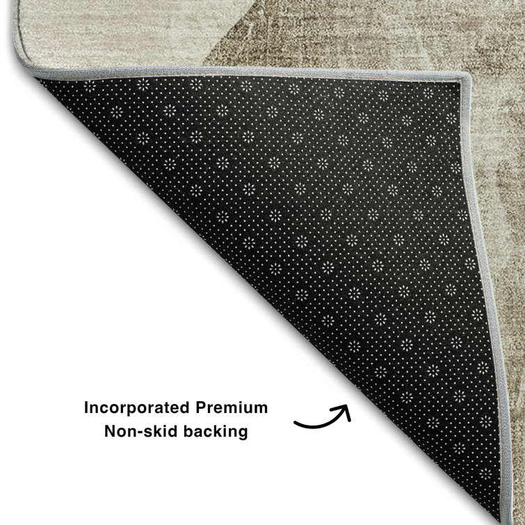 Brown Rectangular Washable Synthetic Rug, 46" x 30"