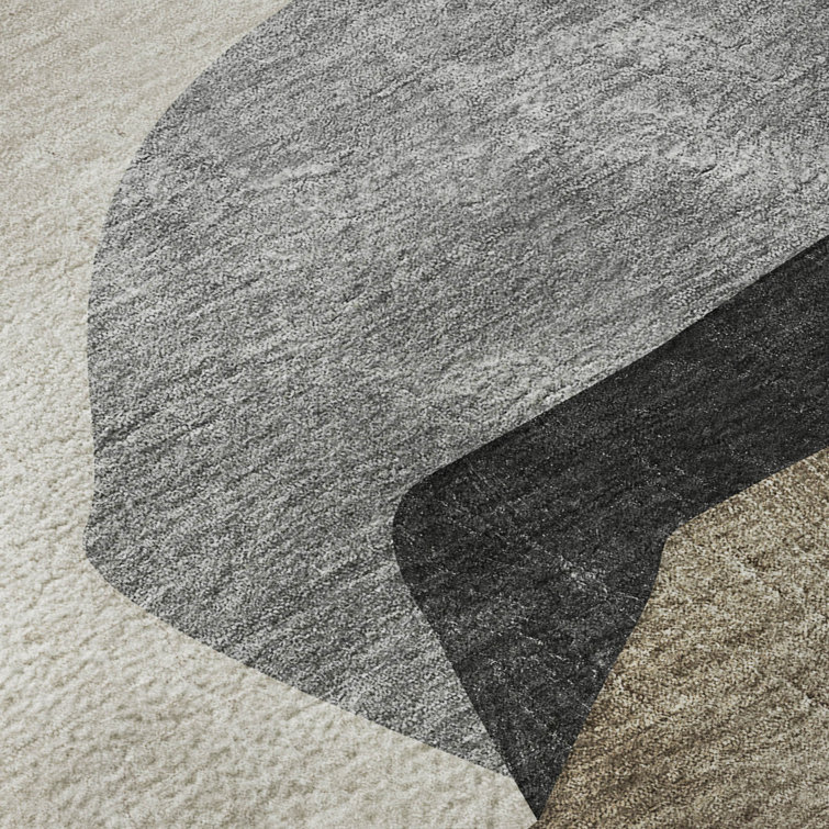 Brown Rectangular Washable Synthetic Rug, 46" x 30"