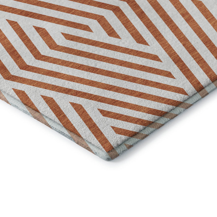 Paprika Rectangular Synthetic Washable Rug 46" x 30"