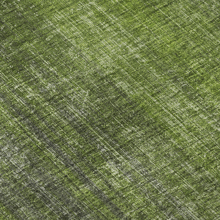 Green Abstract Microfiber Washable 5' x 7' Rug