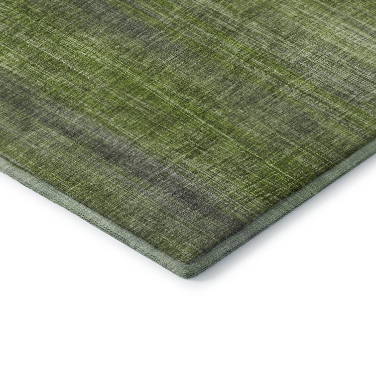 Green Abstract Microfiber Washable 5' x 7' Rug