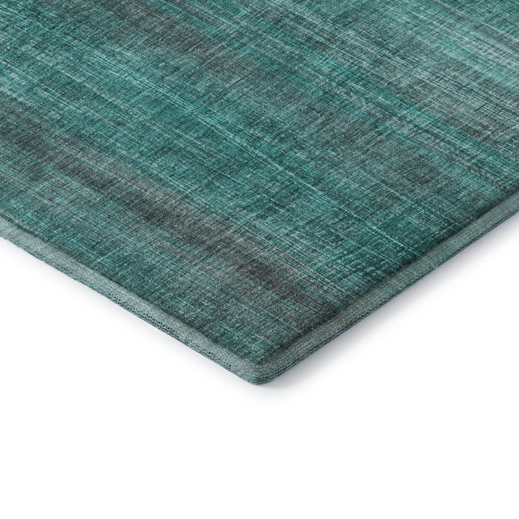 Teal Microfiber Abstract Washable Runner Rug 2'3" x 7'6"