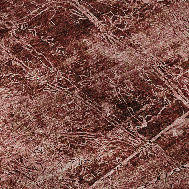 Merlot Abstract Washable Synthetic Rectangular Rug 3' x 5'