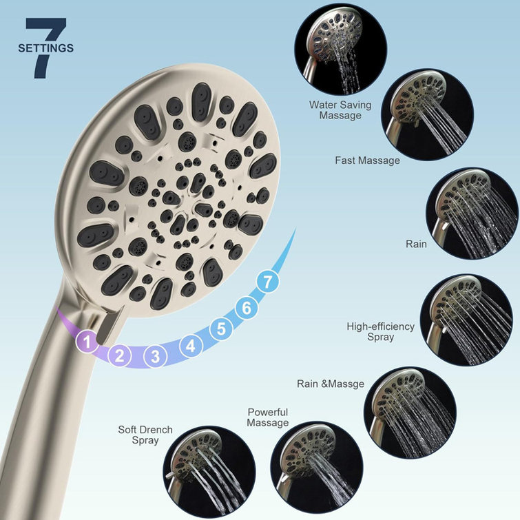 Brushed Nickel Adjustable Height Rainfall Handheld Showerhead Combo