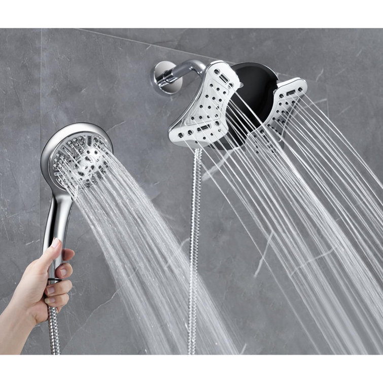 Silver 2-in-1 Rainfall Shower Head with Handheld Combo