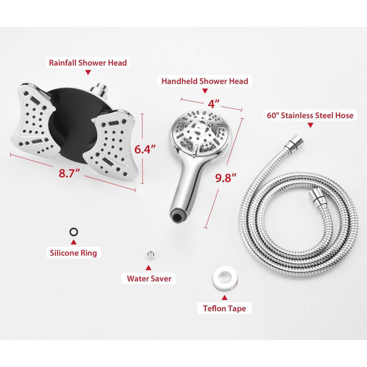 Silver 2-in-1 Rainfall Shower Head with Handheld Combo