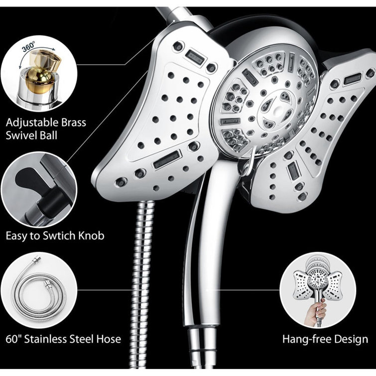 Silver 2-in-1 Rainfall Shower Head with Handheld Combo