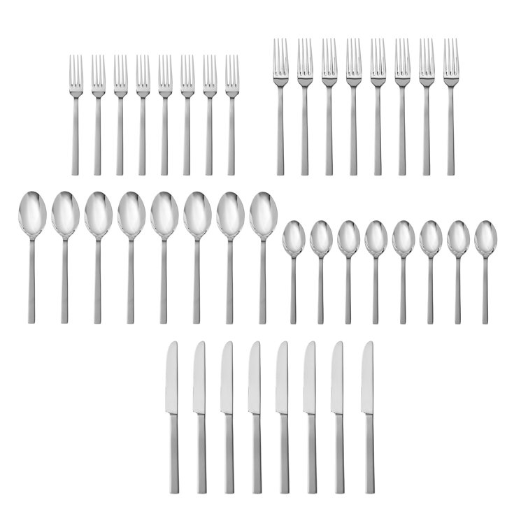 Fortessa Fortessa Viggo 18/0 Stainless Steel, 40 Piece Flatware Set (Service for 8), Satin Silver