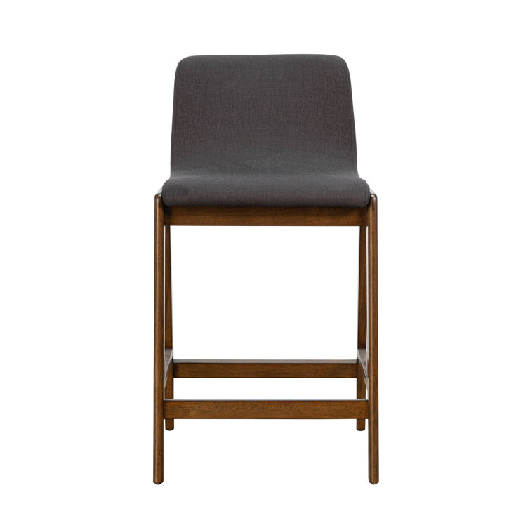 Nicoletta 36" Gray Upholstered Counter Stool with Rubberwood Frame