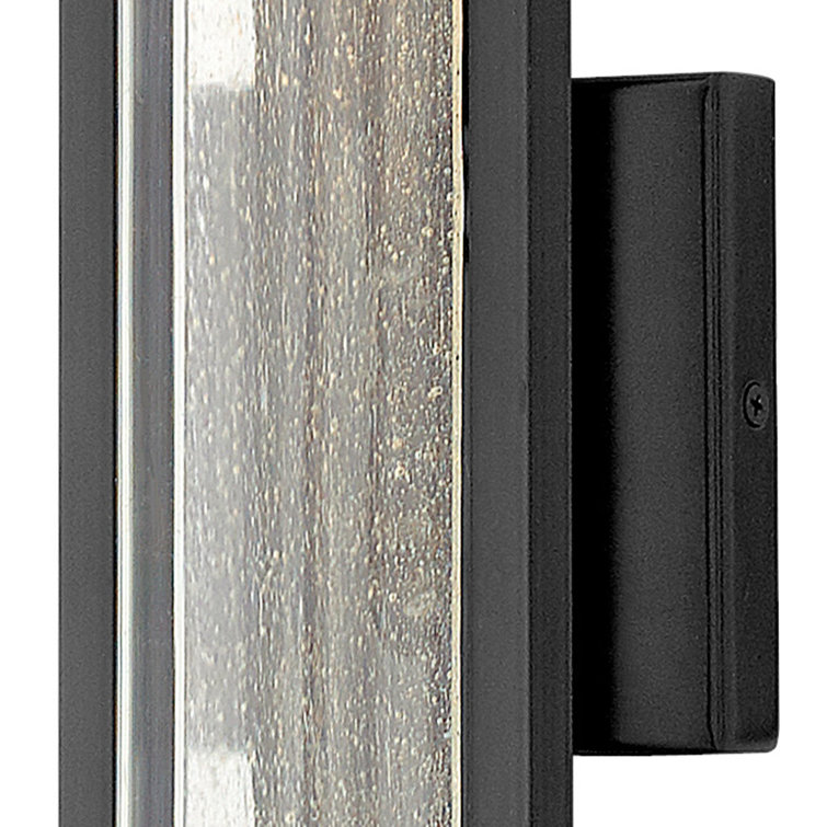 Sleek Satin Black Outdoor Wall Sconce with Seedy Glass