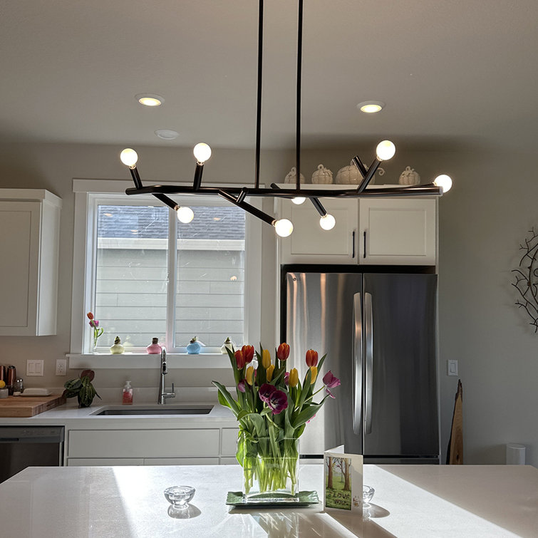 Twiggy Black Steel 8-Light Linear Chandelier