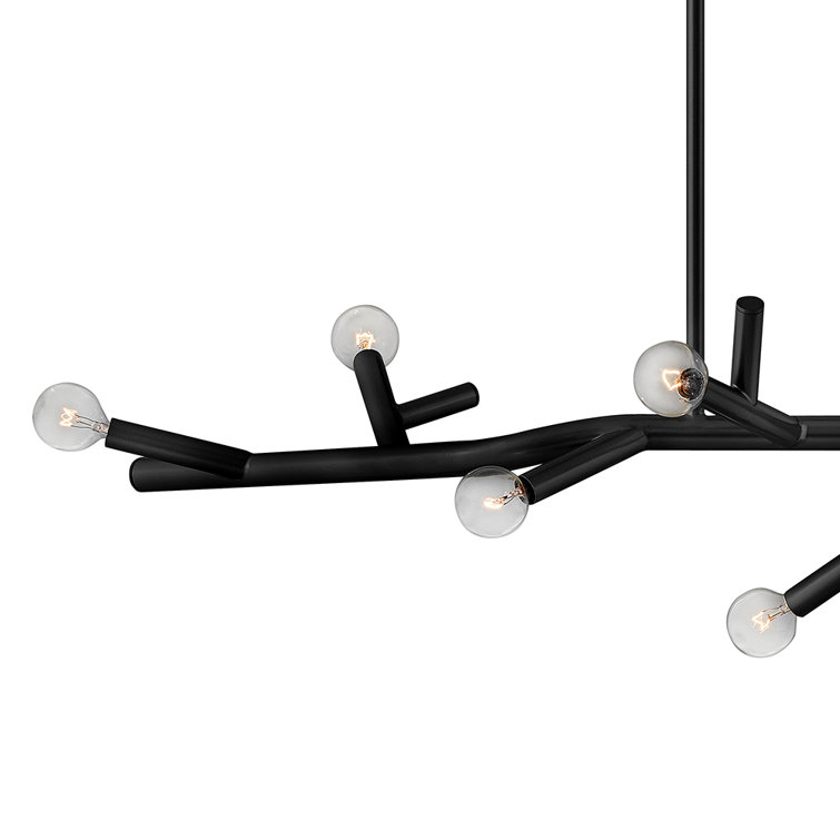 Twiggy Black Steel 8-Light Linear Chandelier