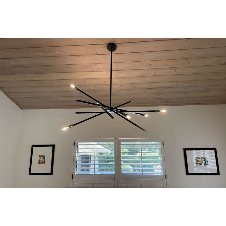 Mini Sputnik 6-Light Chandelier in Satin Black with Articulating Arms