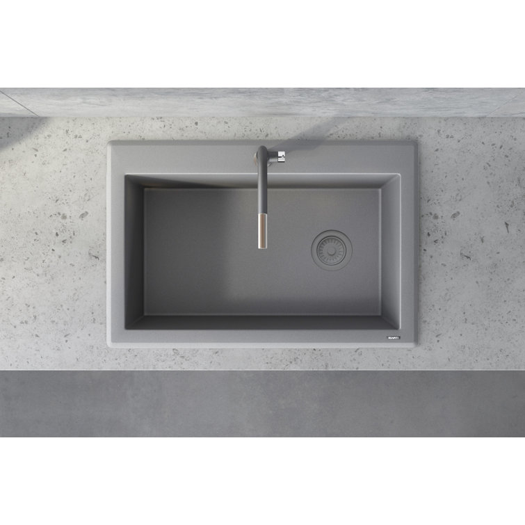 Urban Gray 33 x 22 Inch Granite Composite Drop-In Single Bowl Kitchen Sink