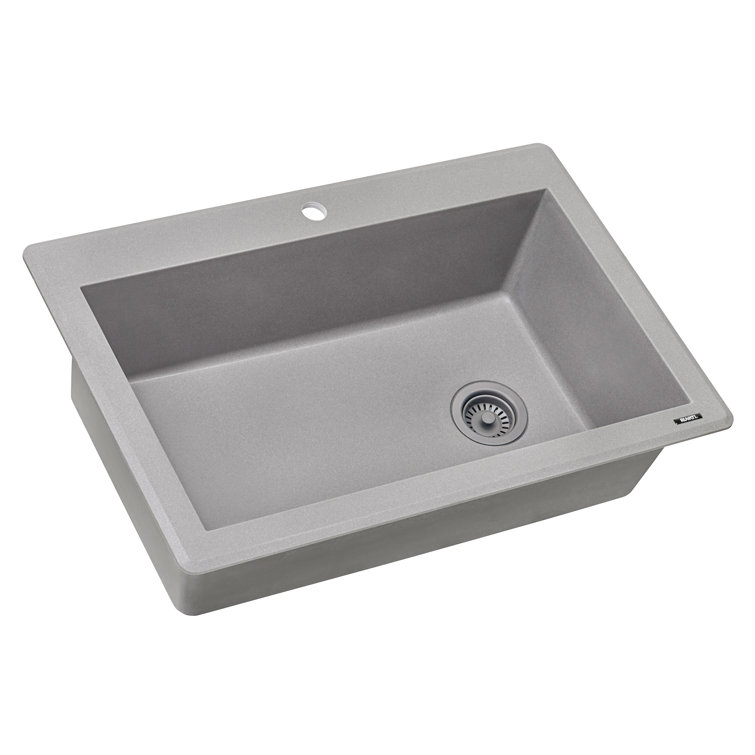 Urban Gray 33 x 22 Inch Granite Composite Drop-In Single Bowl Kitchen Sink