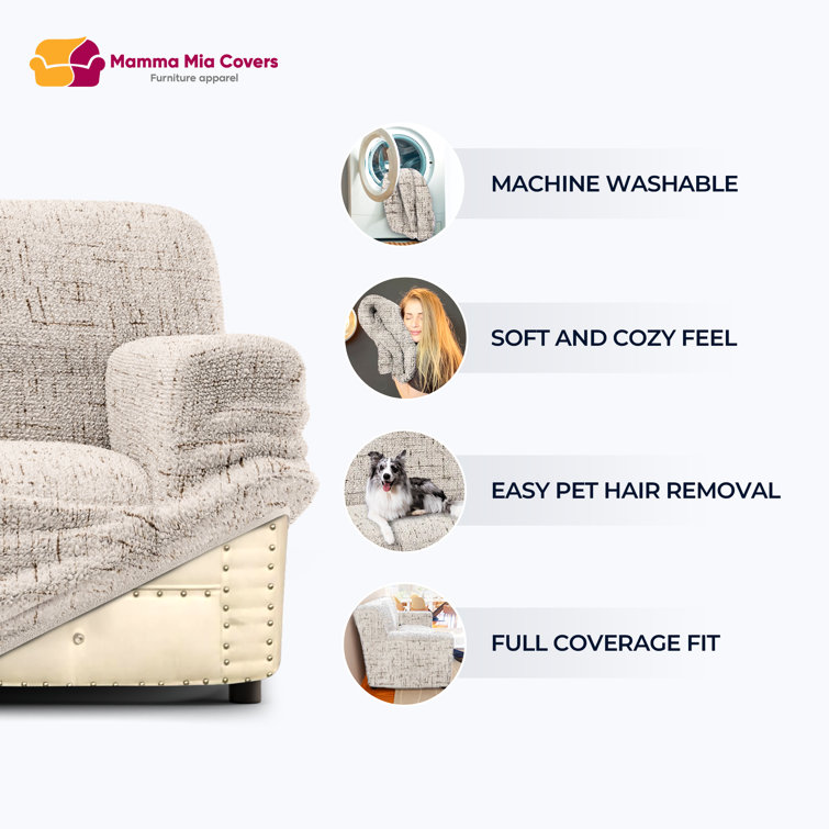 Vittoria Gray Stretch Polyester Sofa Slipcover