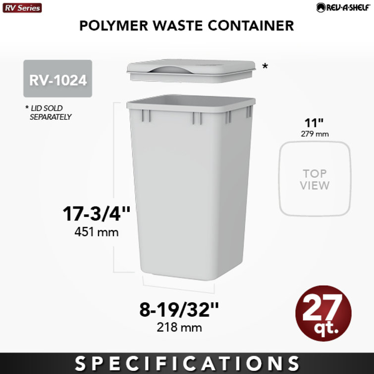 Dark Gray Polymer Pull-Out Trash Container, 27 Quart